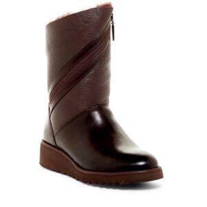 UGG LORNA WEDGE BOOTS BROWN shearling zipper 10 winter